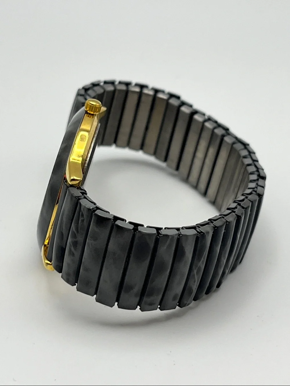 Michelle Louise Black and Gold Marble-Effect Women’s Quartz Watch